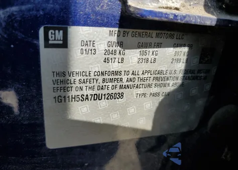 2013 Chevrolet Malibu Ltz z USA, uszkodzony, nr VIN 1G11H5SA7DU126038